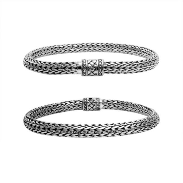 AB-9020-S-7" Sterling Silver Bracelet With Plain Silver Jewelry Bali Designs Inc 