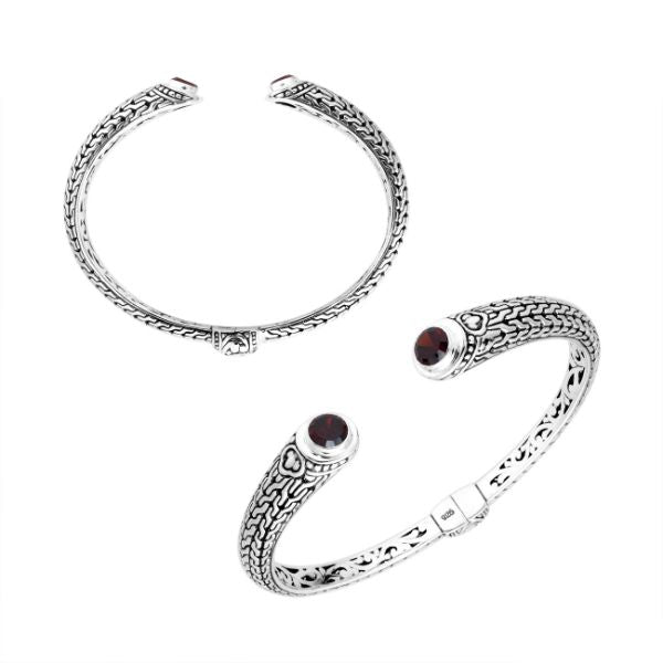 AB-9030-GA Sterling Silver Bangle With Garnet Q. Jewelry Bali Designs Inc 