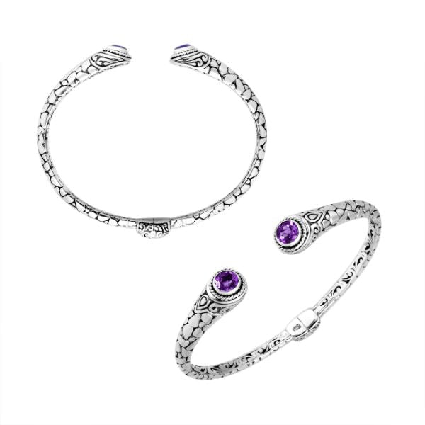 AB-9032-AM Sterling Silver Bracelet With Amethyst Q. Jewelry Bali Designs Inc 