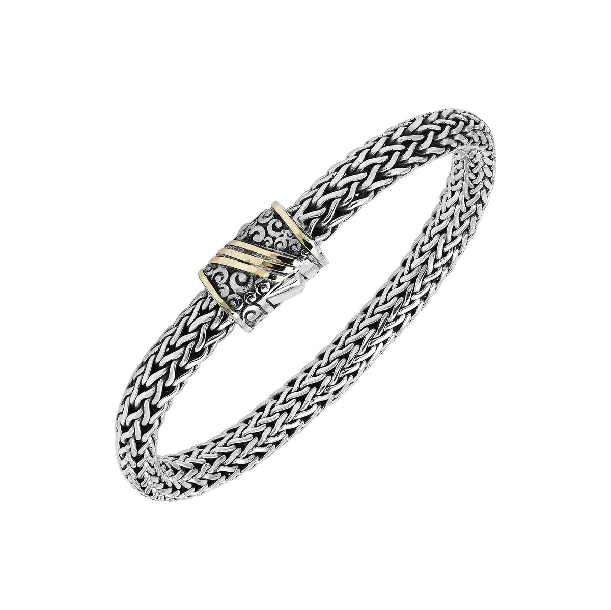 ABG-1093-S-7.5" Sterling Silver Bracelet With 18K Gold Jewelry Bali Designs Inc 
