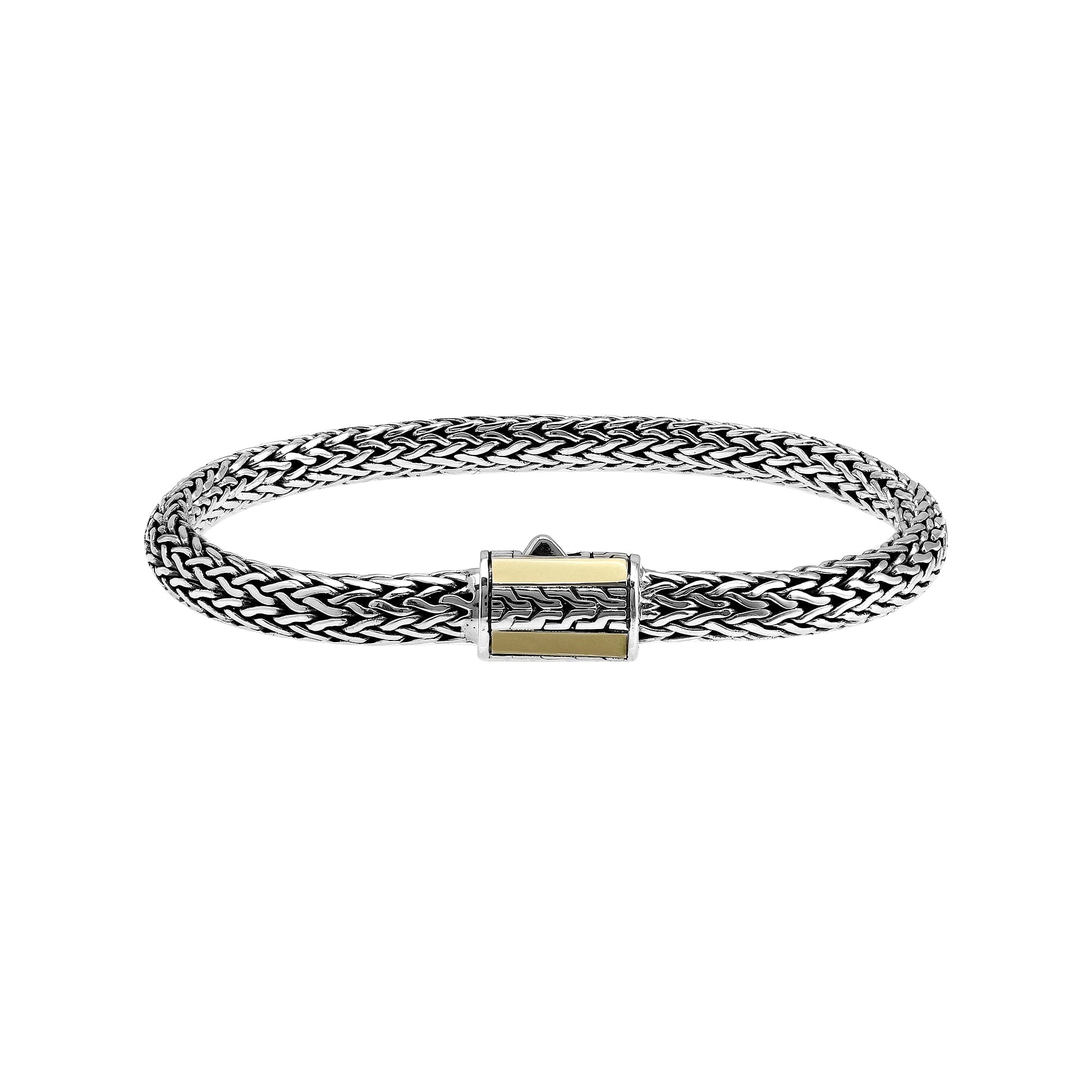 ABG-1266-S.S-7" Sterling Silver Small Bracelet With 18K Gold Jewelry Bali Designs Inc 