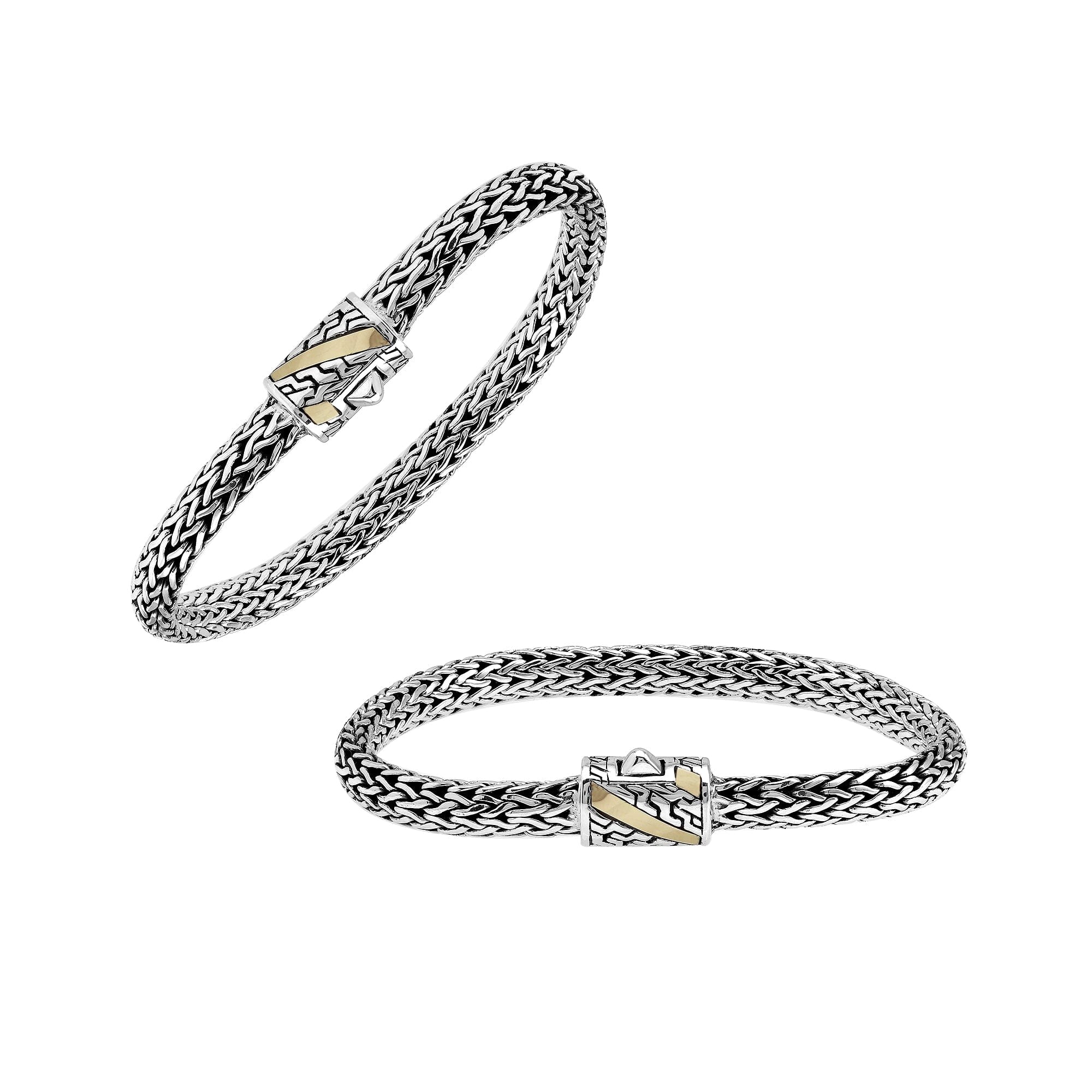 ABG-1268-S.S-7" Sterling Silver Small Bracelet With 18K Gold Jewelry Bali Designs Inc 