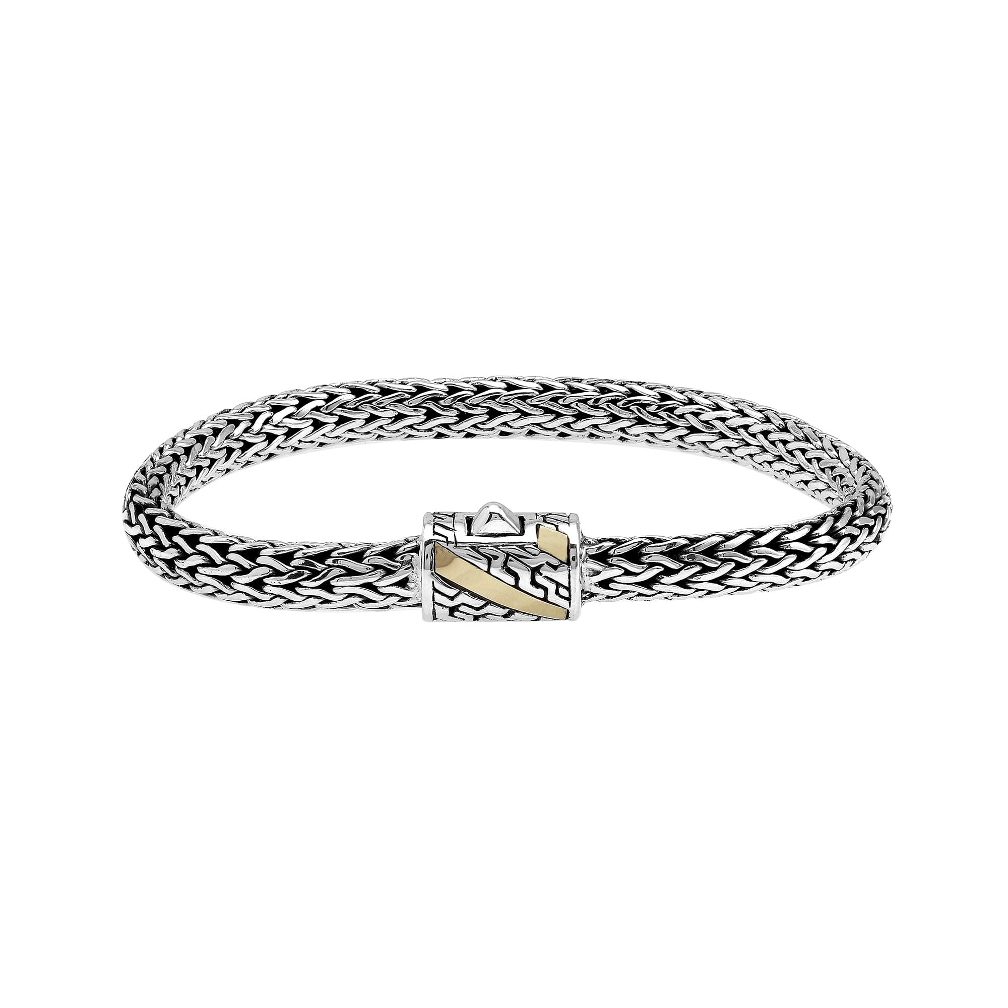 ABG-1268-S.S-7" Sterling Silver Small Bracelet With 18K Gold Jewelry Bali Designs Inc 