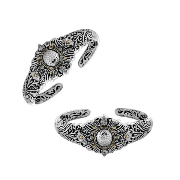 ABG-8037-DY Sterling Silver Bracelet With 18K Gold And Diamond Jewelry Bali Designs Inc 