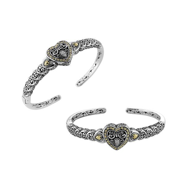 ABG-8042-DY Sterling Silver Bracelet With 18K Gold And Diamond Jewelry Bali Designs Inc 