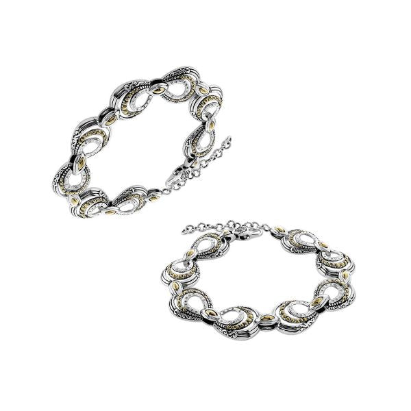 ABG-8043-DY Sterling Silver Bracelet With 18K Gold And Diamond Jewelry Bali Designs Inc 