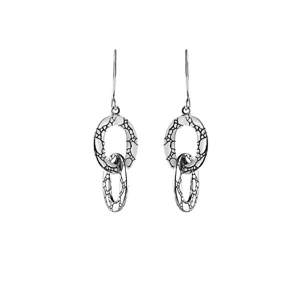 AE-1004-S Sterling Silver Oval Shape Earring With Plain Silver Jewelry Bali Designs Inc 