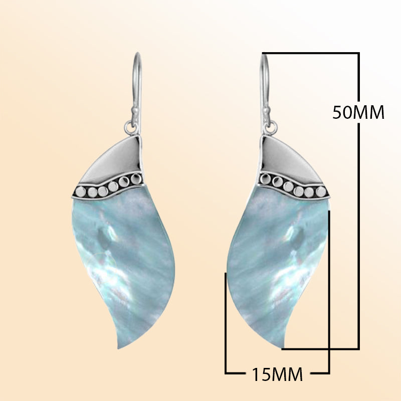AE-1049-SH Sterling Silver Fancy Shape Earring With Shell Jewelry Bali Designs Inc 
