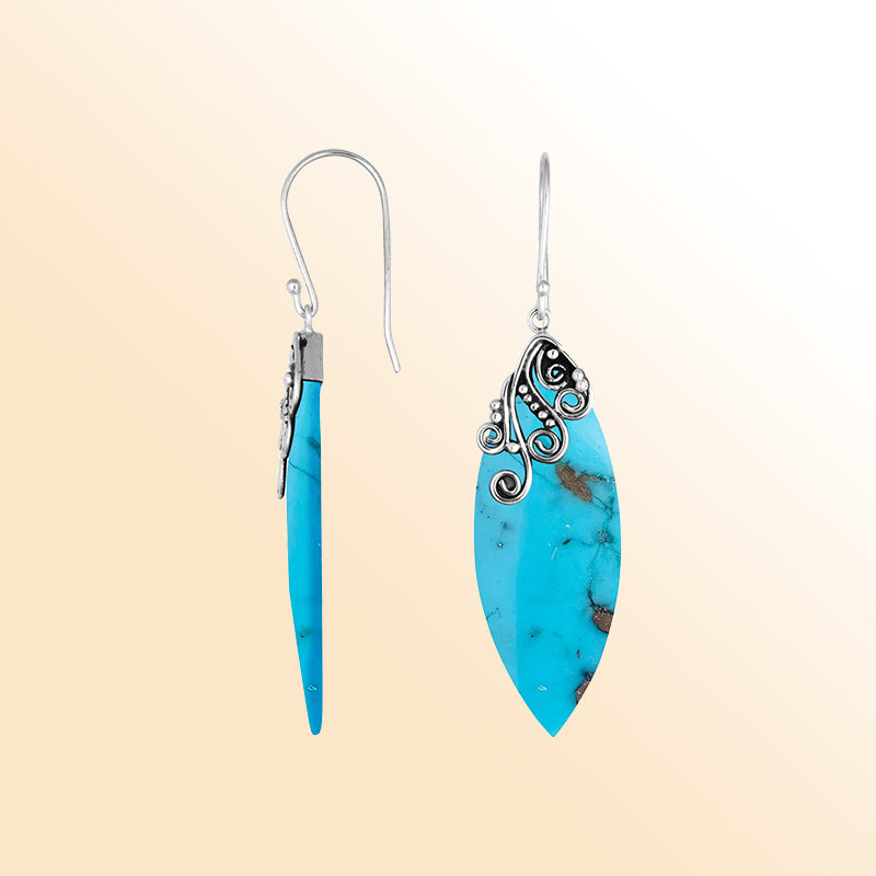 AE-1113-TQ Sterling Silver Earring With Turquoise Jewelry Bali Designs Inc 