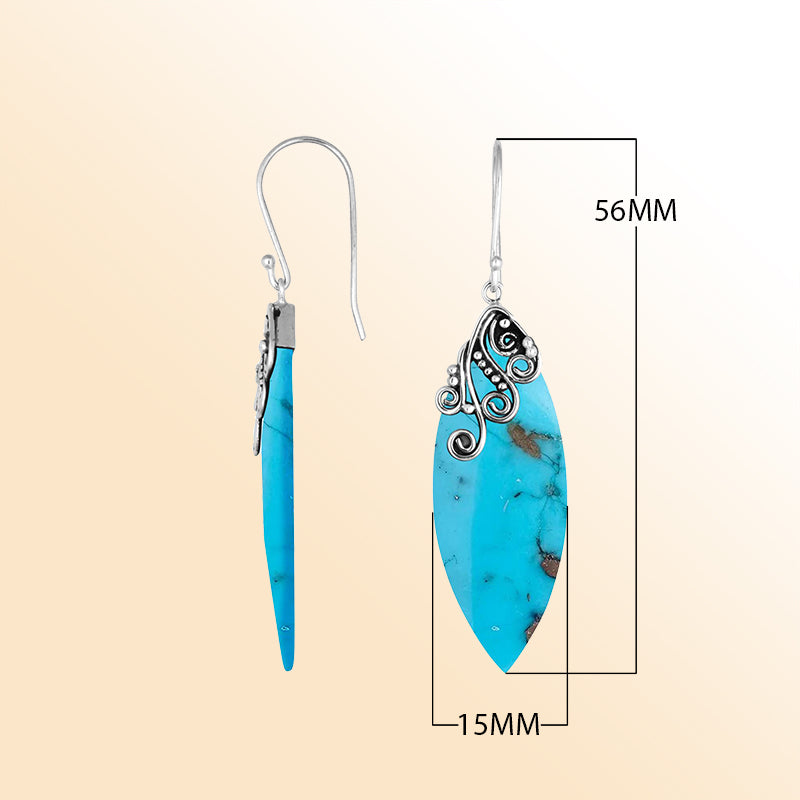AE-1113-TQ Sterling Silver Earring With Turquoise Jewelry Bali Designs Inc 