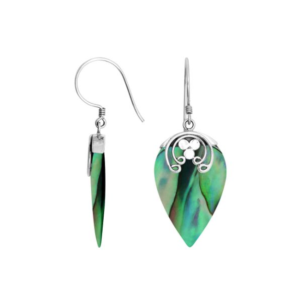 AE-1118-AB Sterling Silver Fancy Shape Earring With Abalone Shell Jewelry Bali Designs Inc 