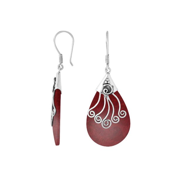 AE-1120-CR Sterling Silver Earring With Coral Jewelry Bali Designs Inc 