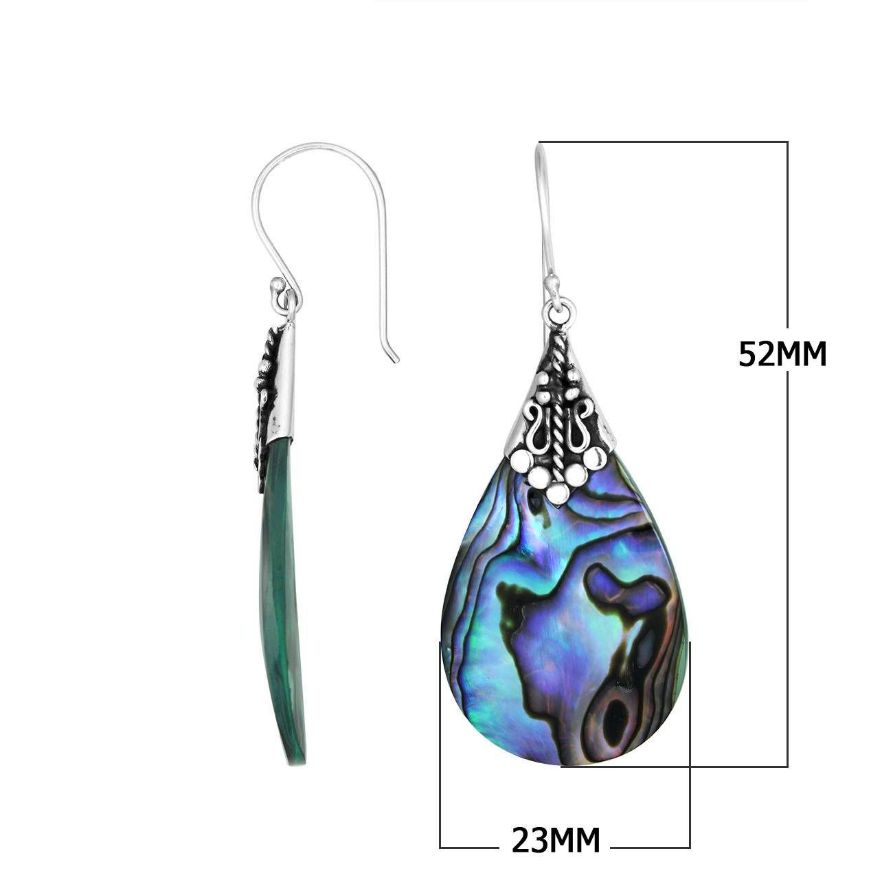 AE-1122-AB Sterling Silver Pears Shape Earring With Abalone Shell Jewelry Bali Designs Inc 