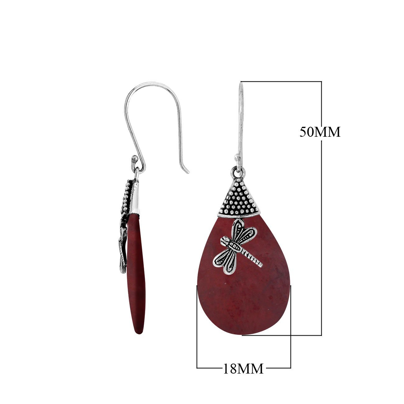 AE-1126-CR Sterling Silver Pears Shape Earring With Coral Jewelry Bali Designs Inc 