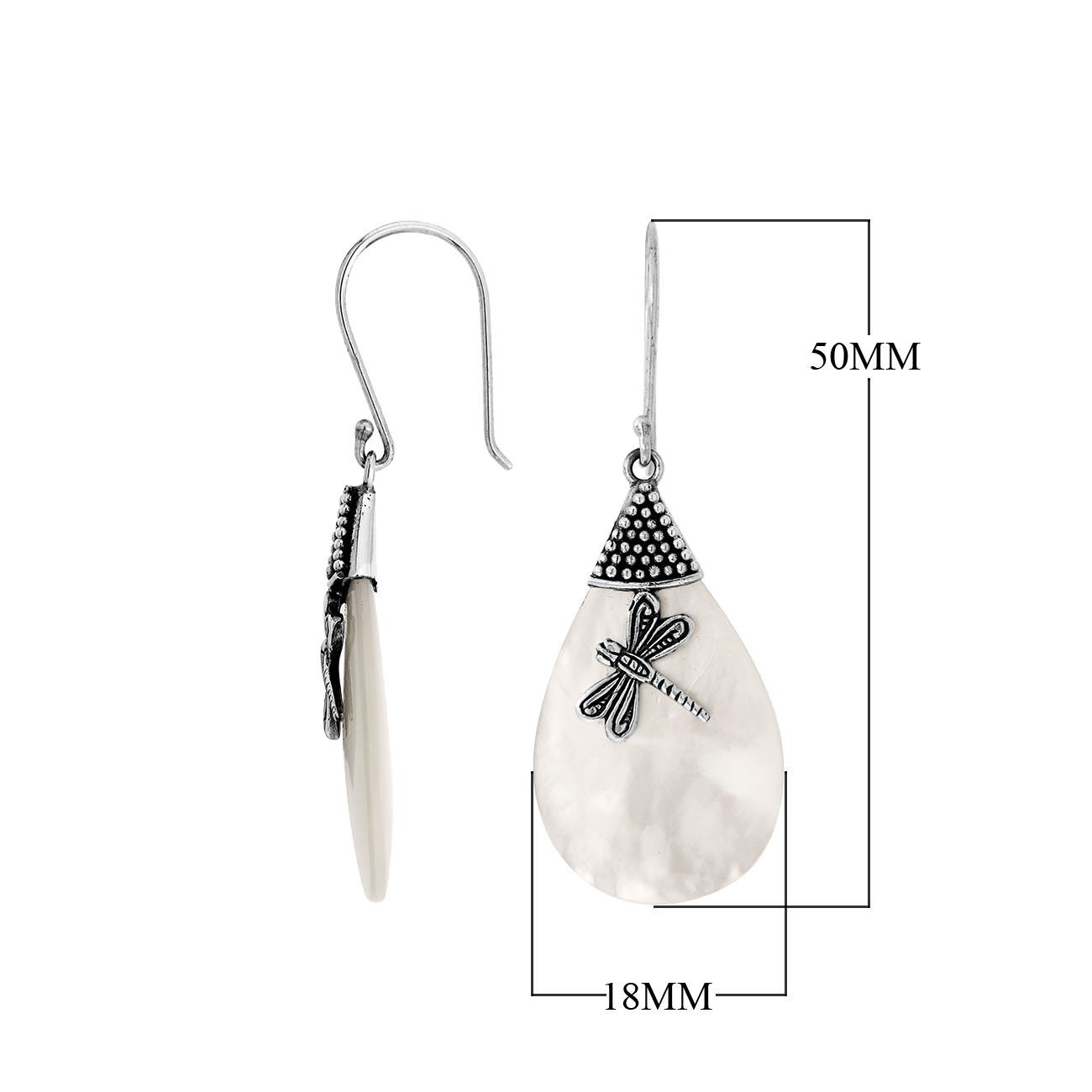 AE-1126-MOP Sterling Silver Pears Shape Earring With Mother Of Pearl Jewelry Bali Designs Inc 