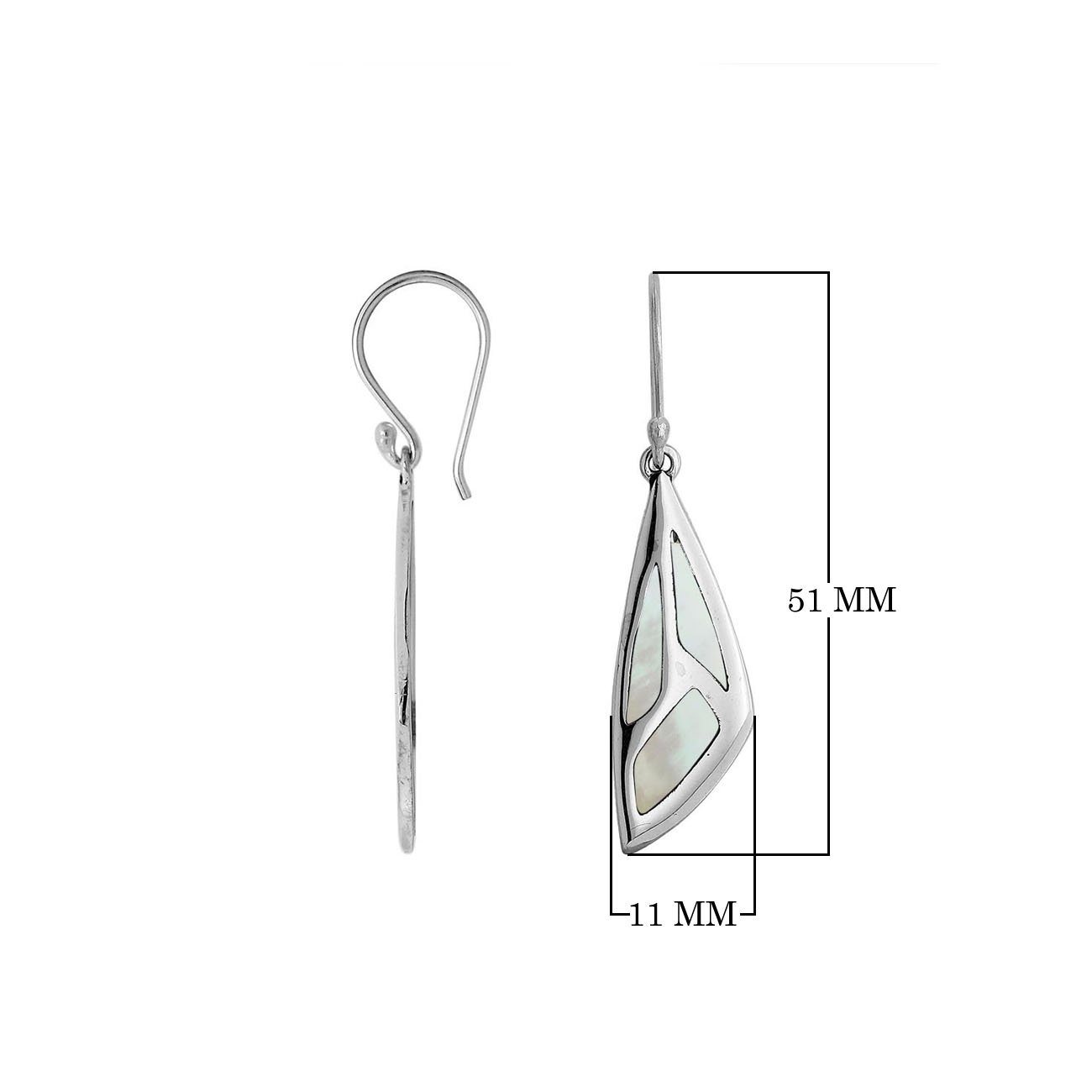 AE-1135-MOP Sterling Silver Earring With Mother Of Pearl Jewelry Bali Designs Inc 