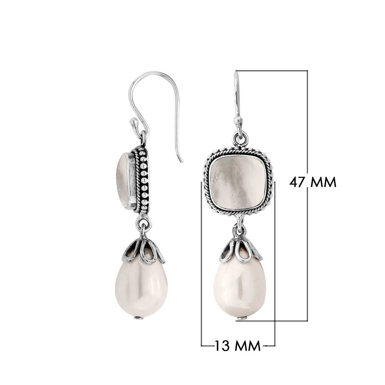 AE-1136-MOP Sterling Silver Earring With Mother Of Pearl Jewelry Bali Designs Inc 