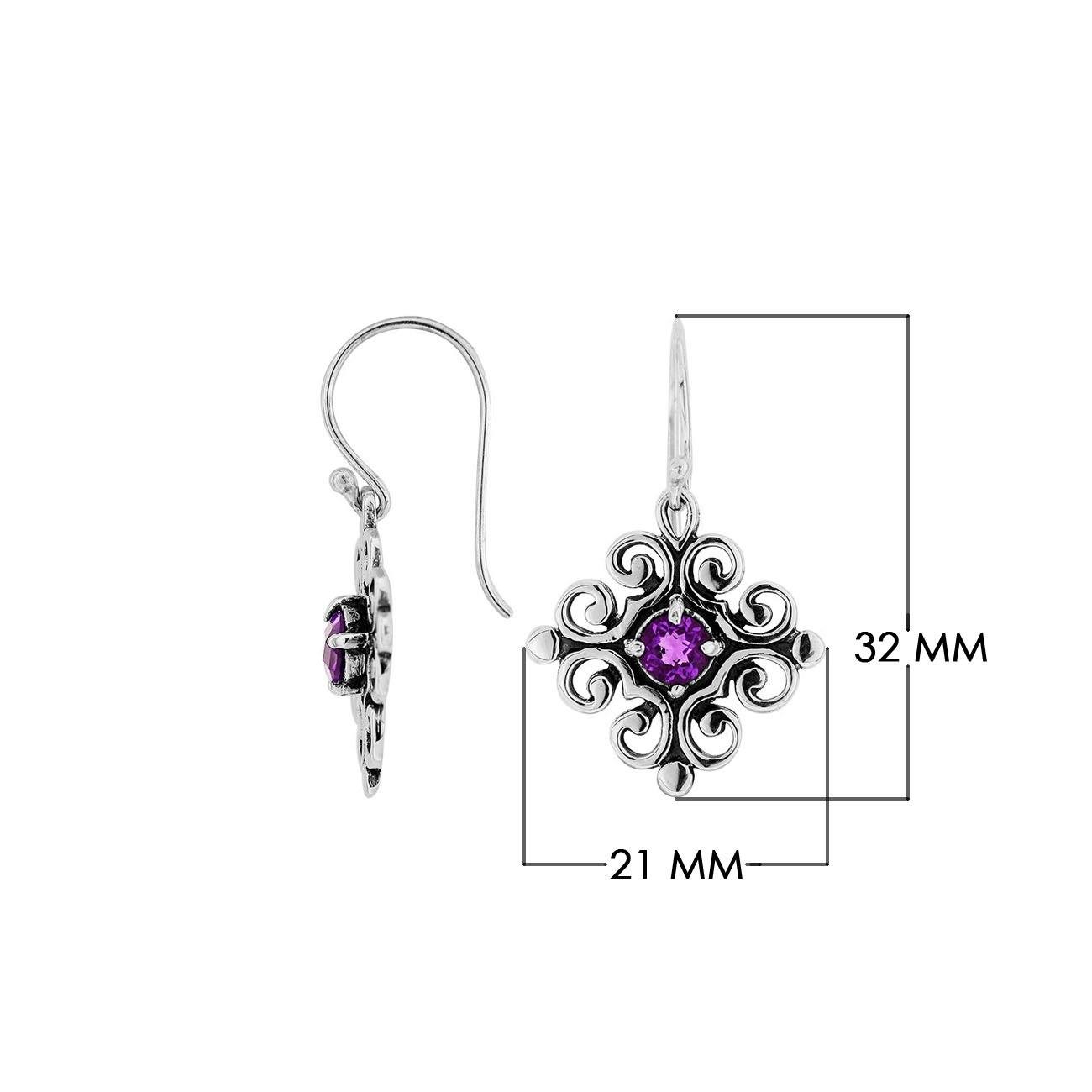 AE-1139-AM Sterling Silver Earring With Amethyst Jewelry Bali Designs Inc 