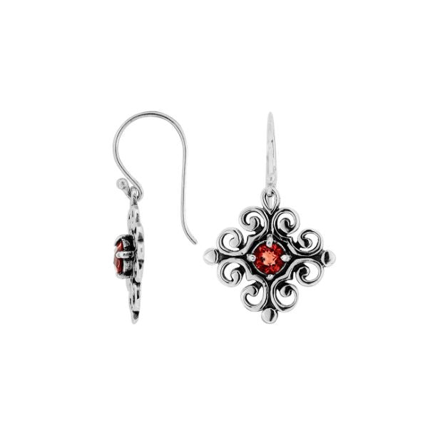 AE-1139-GA Sterling Silver Earring With Garnet Jewelry Bali Designs Inc 