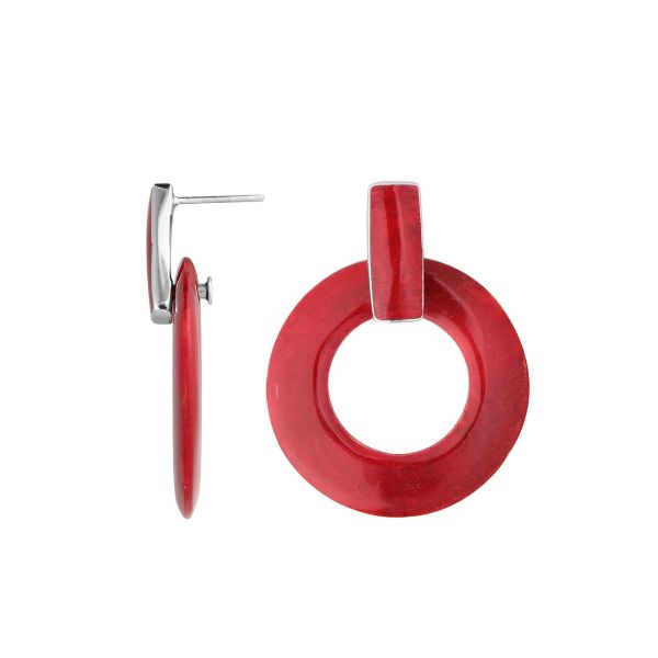 AE-1145-CR Sterling Silver Earring With Coral Jewelry Bali Designs Inc 
