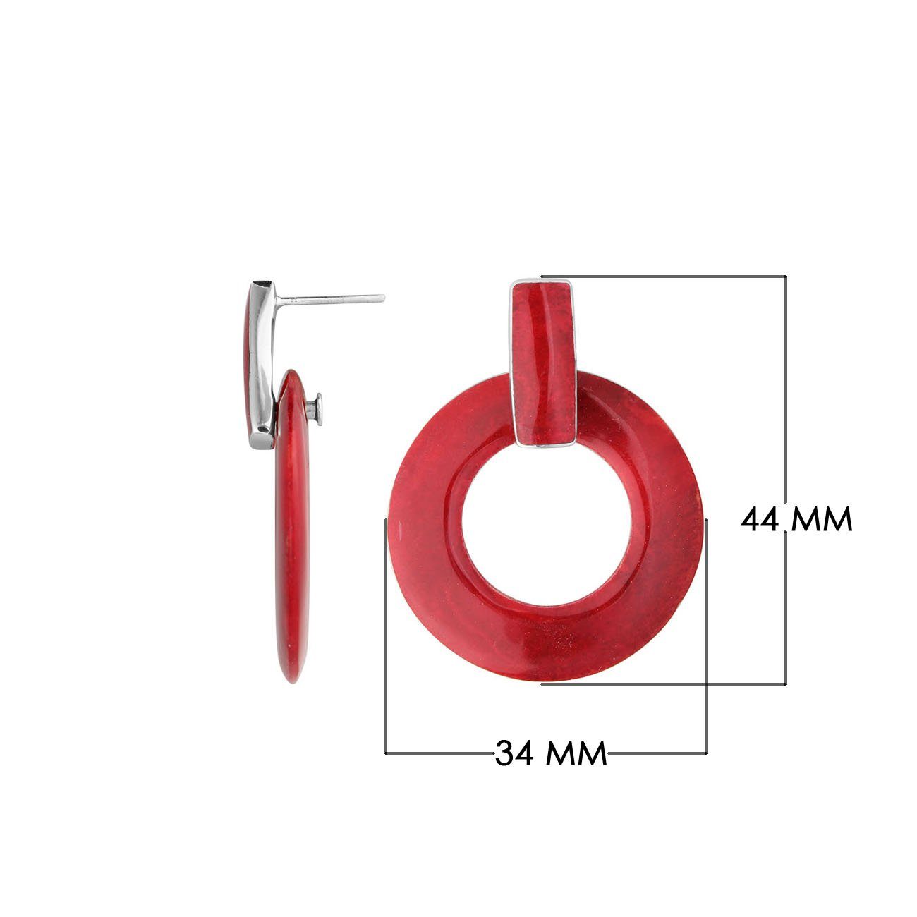 AE-1145-CR Sterling Silver Earring With Coral Jewelry Bali Designs Inc 