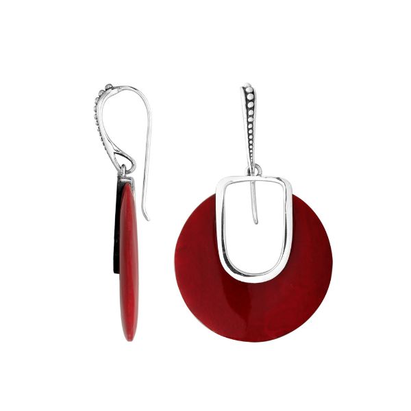 AE-1146-CR Sterling Silver Earring With Coral Jewelry Bali Designs Inc 