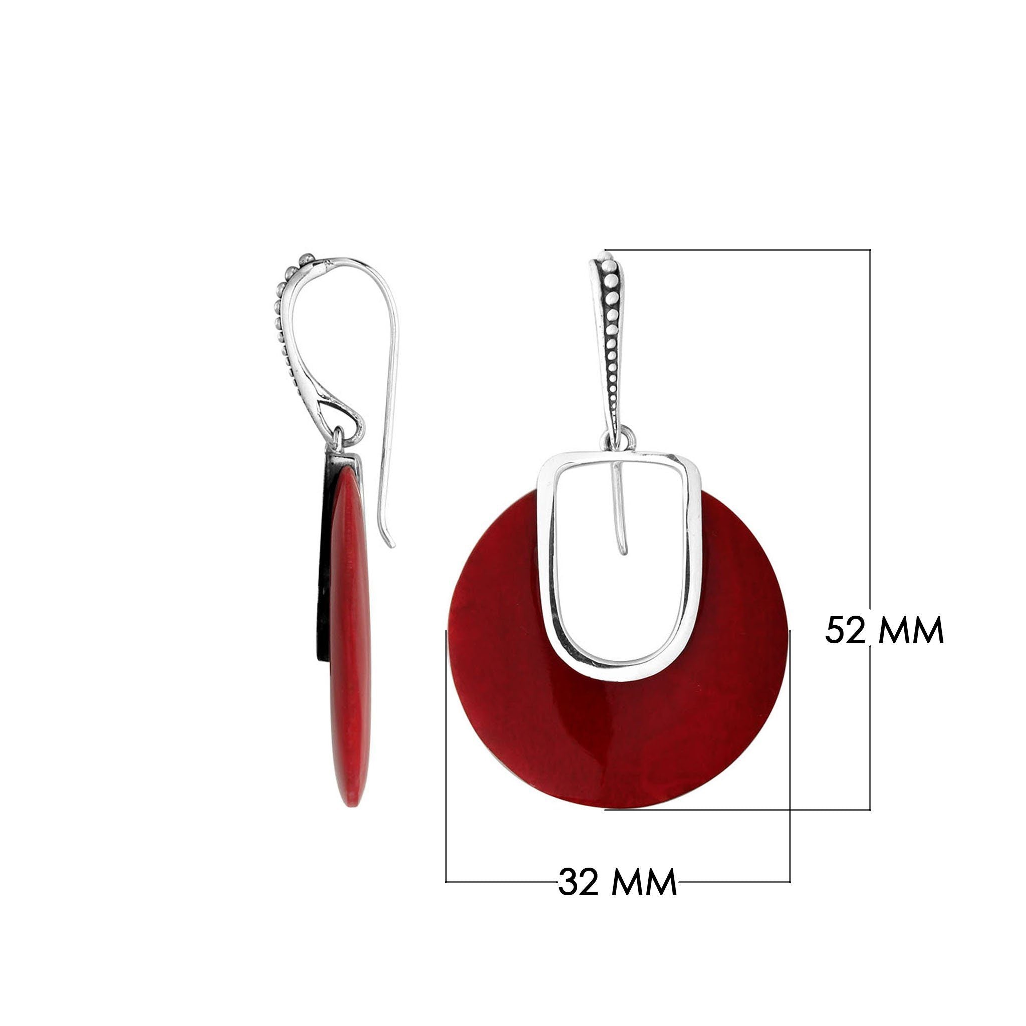 AE-1146-CR Sterling Silver Earring With Coral Jewelry Bali Designs Inc 