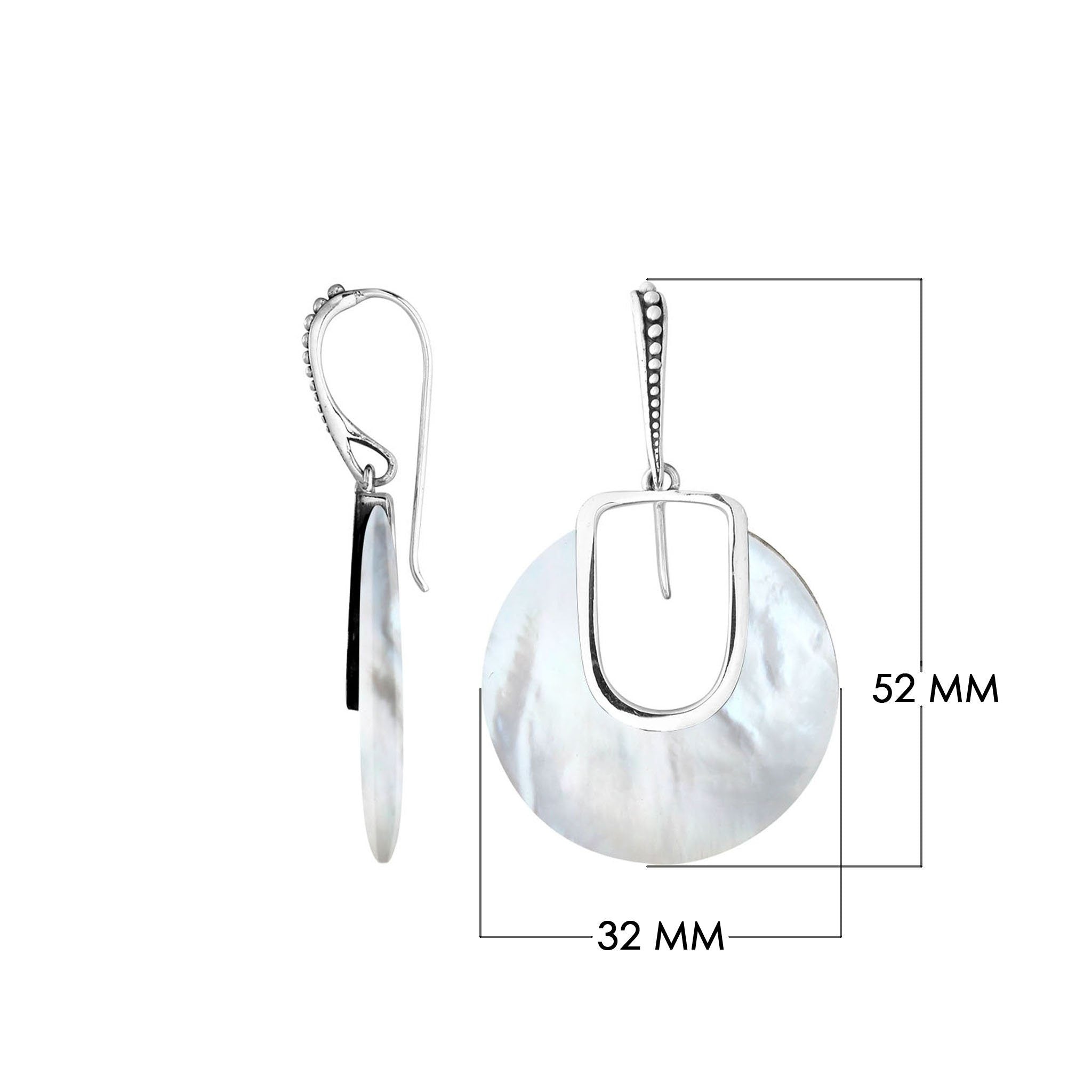 AE-1146-MOP Sterling Silver Earring With Mother Of Pearl Jewelry Bali Designs Inc 