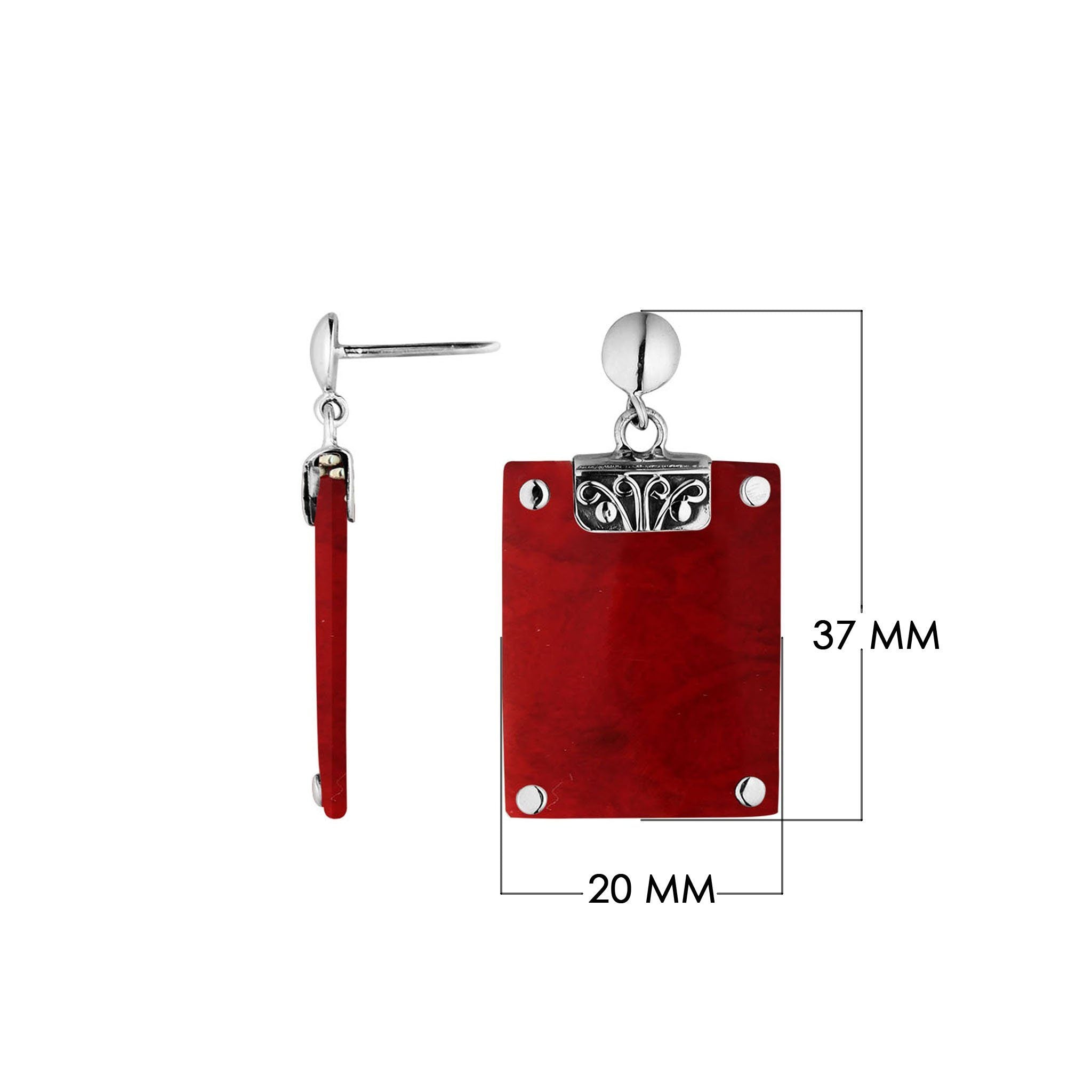 AE-1147-CR Sterling Silver Earring With Coral Jewelry Bali Designs Inc 