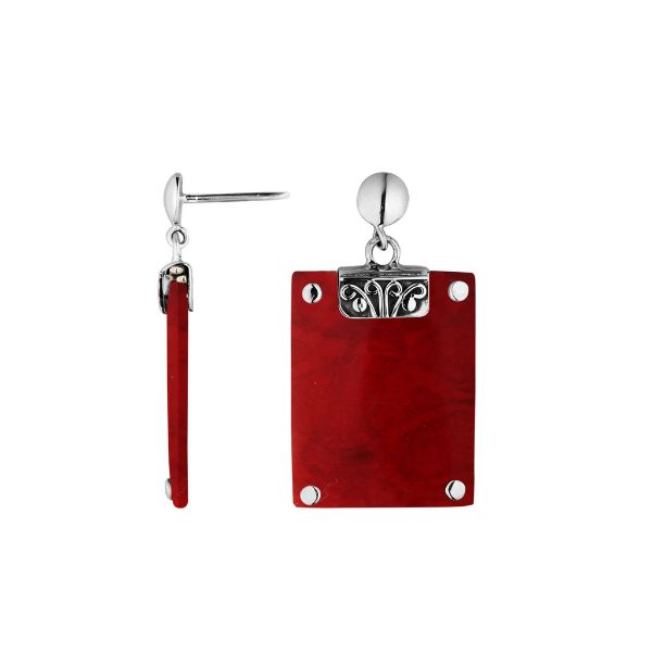 AE-1147-CR Sterling Silver Earring With Coral Jewelry Bali Designs Inc 
