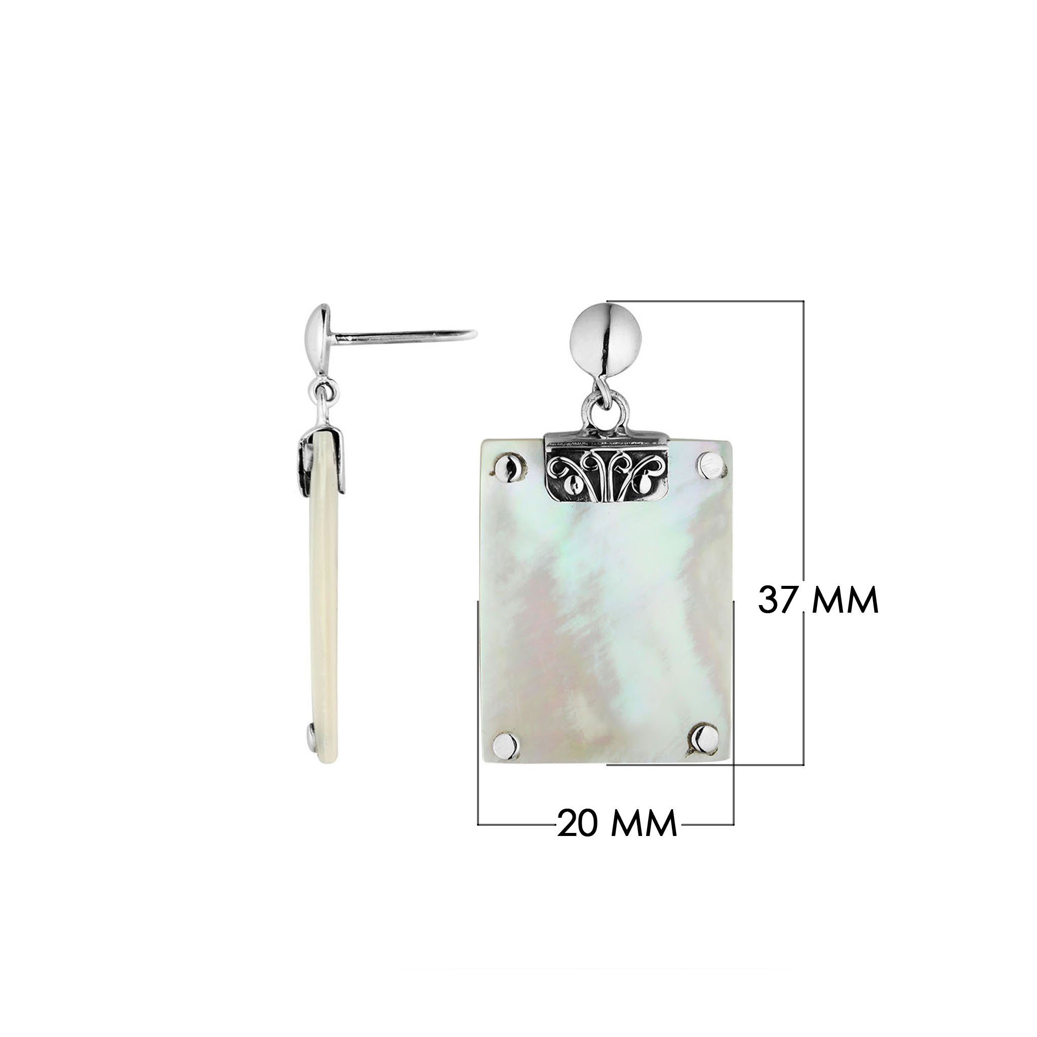 AE-1147-MOP Sterling Silver Earring With Mother Of Pearl Jewelry Bali Designs Inc 