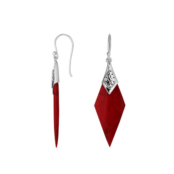 AE-1148-CR Sterling Silver Earring With Coral Jewelry Bali Designs Inc 