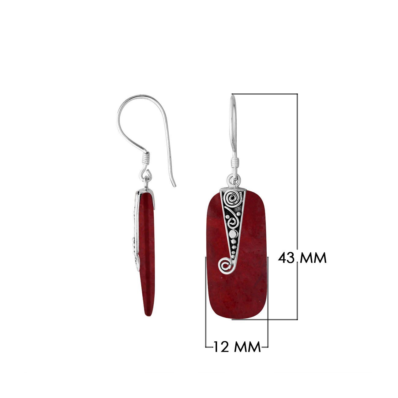 AE-1149-CR Sterling Silver Earring With Coral Jewelry Bali Designs Inc 