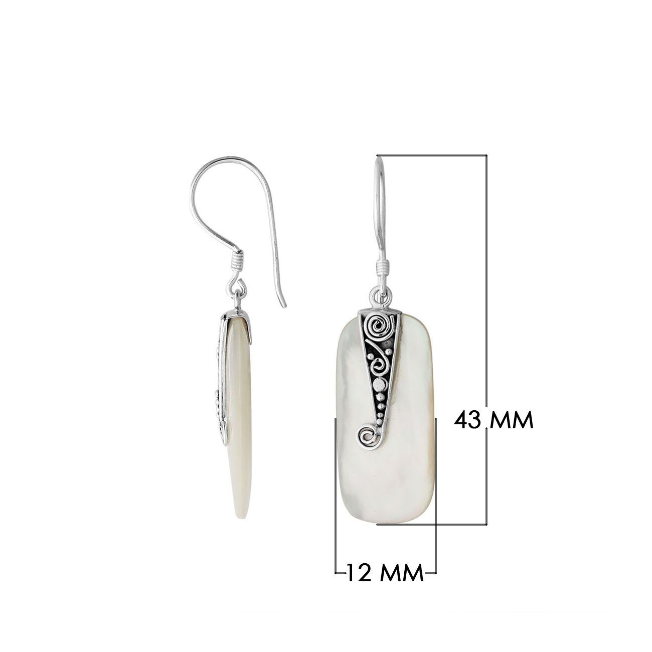 AE-1149-MOP Sterling Silver Earring With Mother Of Pearl Jewelry Bali Designs Inc 