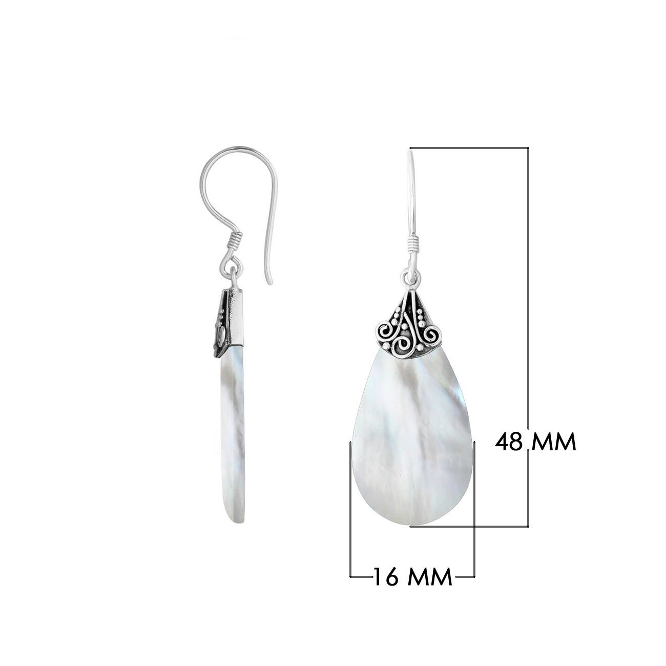 AE-1150-MOP Sterling Silver Earring With Mother Of Pearl Jewelry Bali Designs Inc 