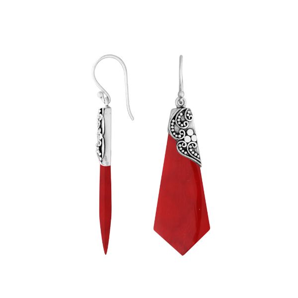 AE-1151-CR Sterling Silver Earring With Coral Jewelry Bali Designs Inc 