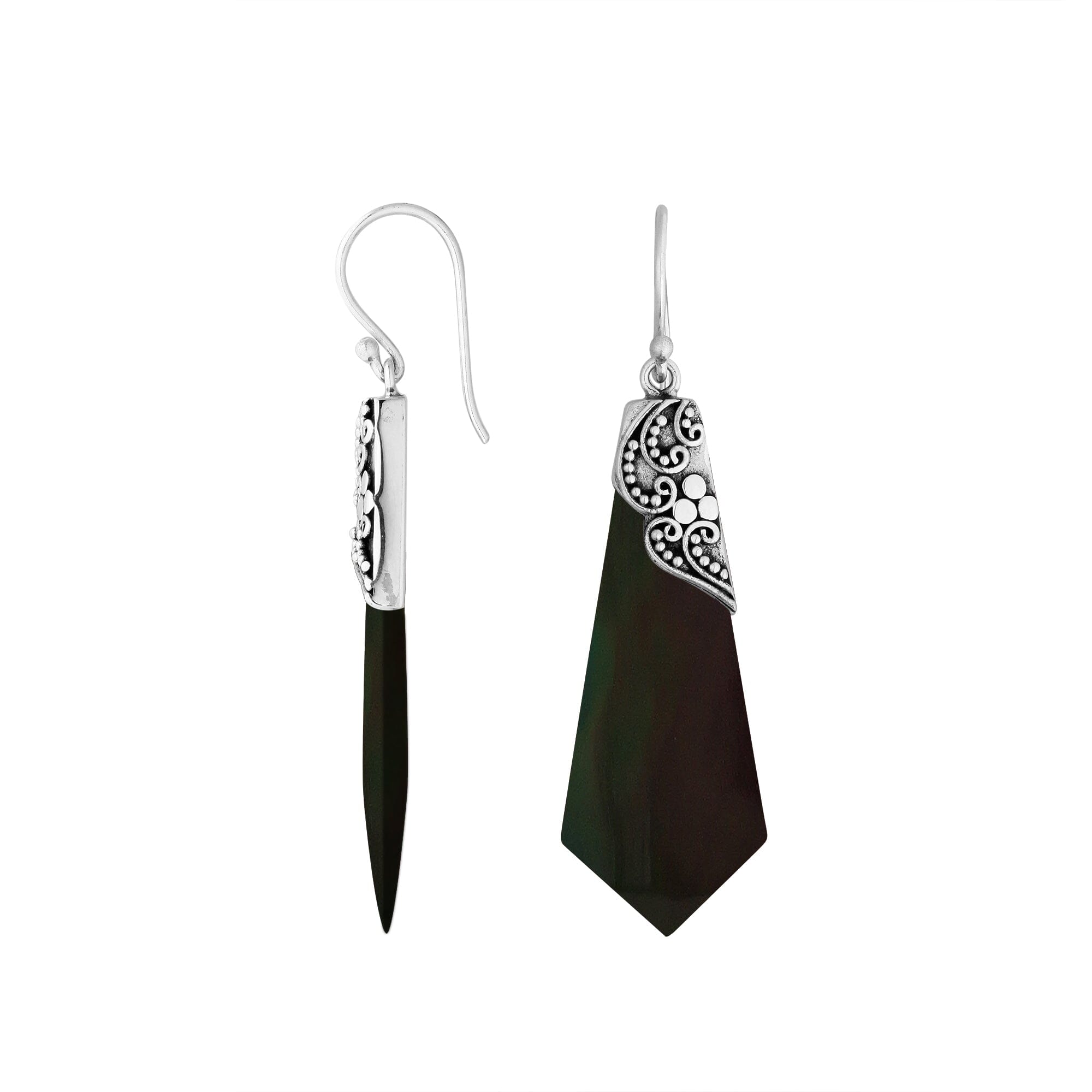 AE-1151-SHB Sterling Silver Earring With Black Shell Jewelry Bali Designs Inc 