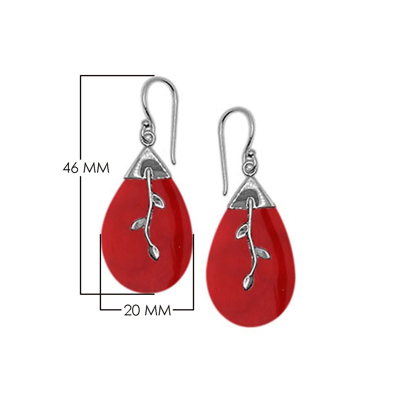 AE-1152-CR Sterling Silver Earring With Coral Jewelry Bali Designs Inc 