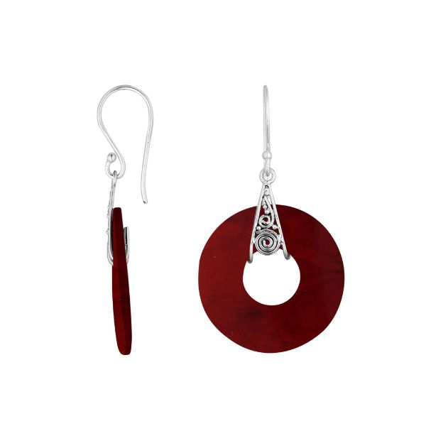 AE-1153-CR Sterling Silver Earring With Coral Jewelry Bali Designs Inc 