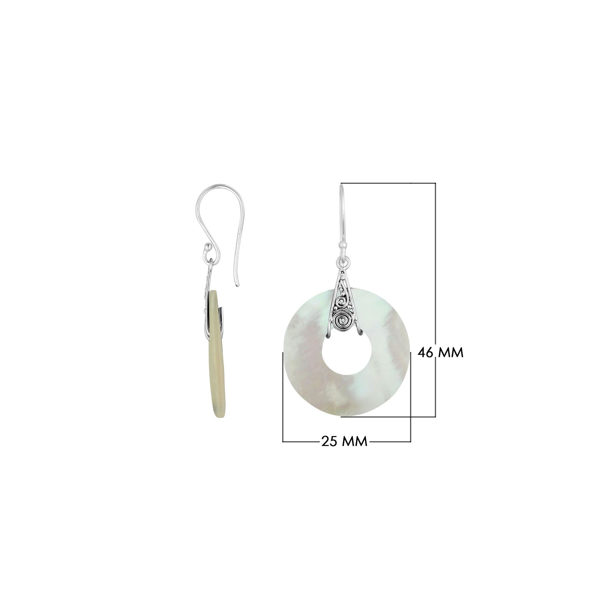 AE-1153-MOP Sterling Silver Earring With Mother Of Pearl Jewelry Bali Designs Inc 