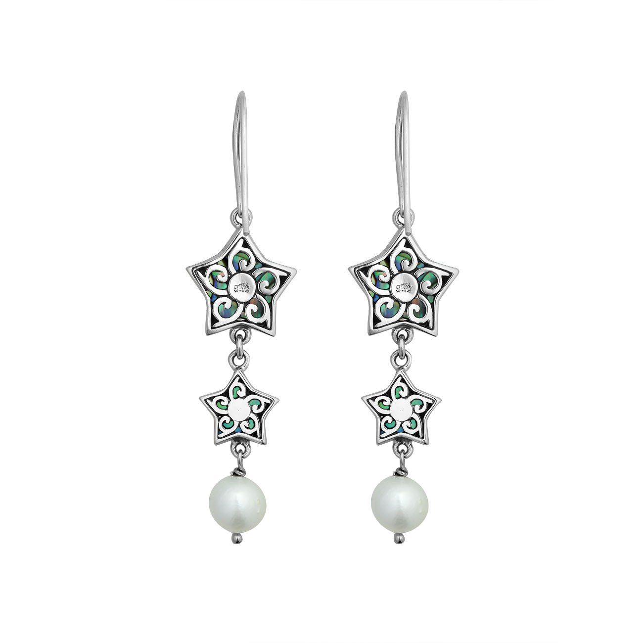 AE-1155-AB Sterling Silver Earring With Abalone Shell Jewelry Bali Designs Inc 