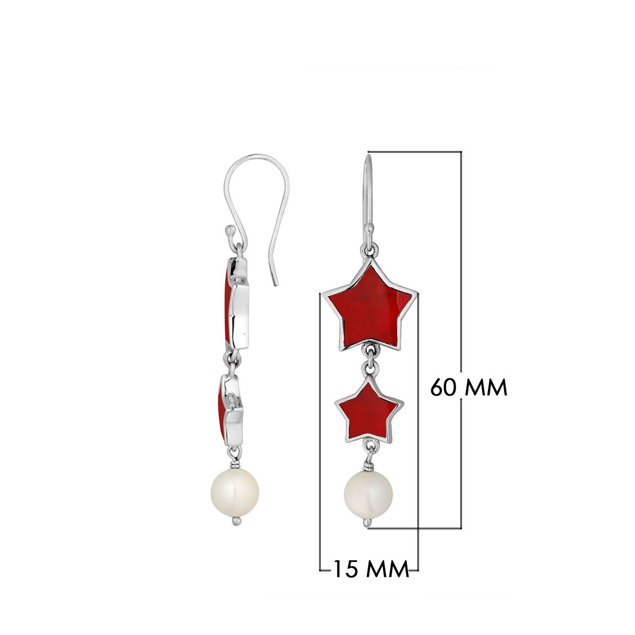 AE-1155-CR Sterling Silver Earring With Coral Jewelry Bali Designs Inc 