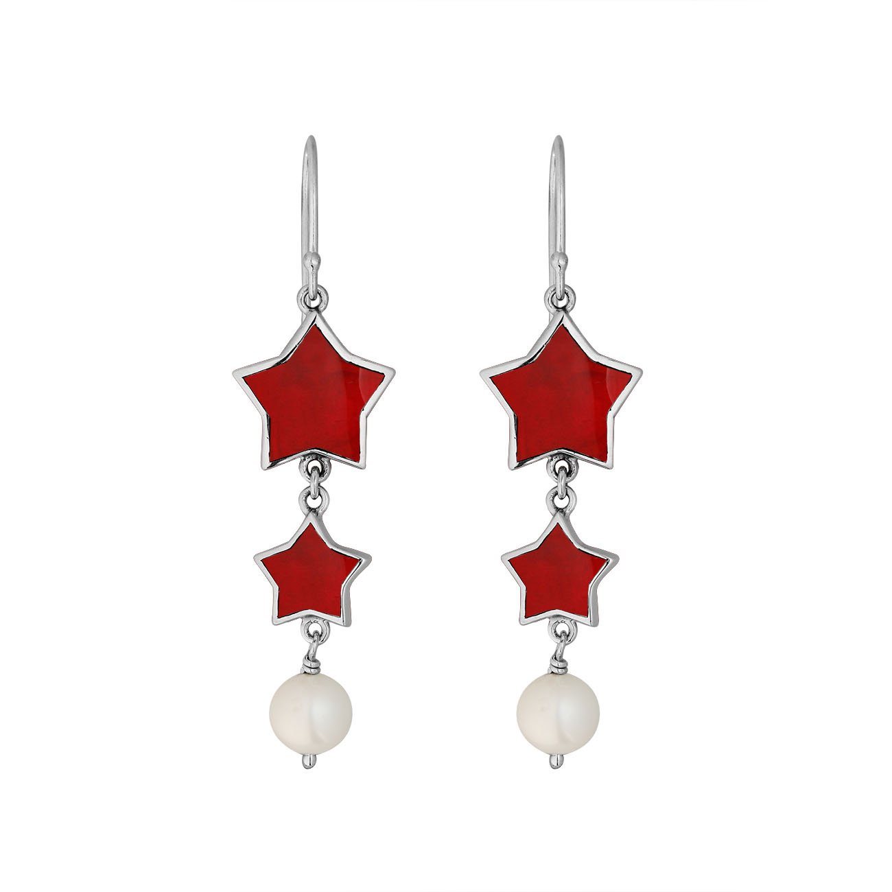 AE-1155-CR Sterling Silver Earring With Coral Jewelry Bali Designs Inc 