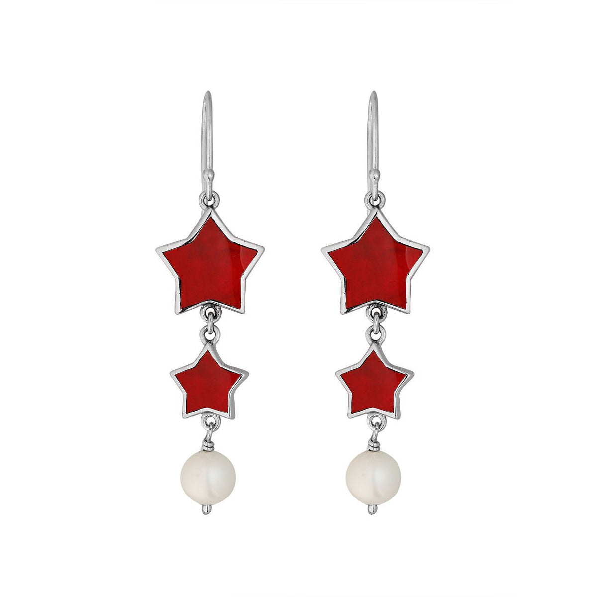 AE-1155-CR Sterling Silver Earring With Coral Jewelry Bali Designs Inc 