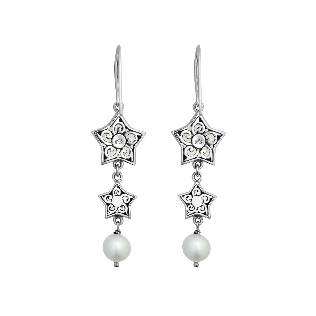 AE-1155-MOP Sterling Silver Earring With Mother Of Pearl Jewelry Bali Designs Inc 