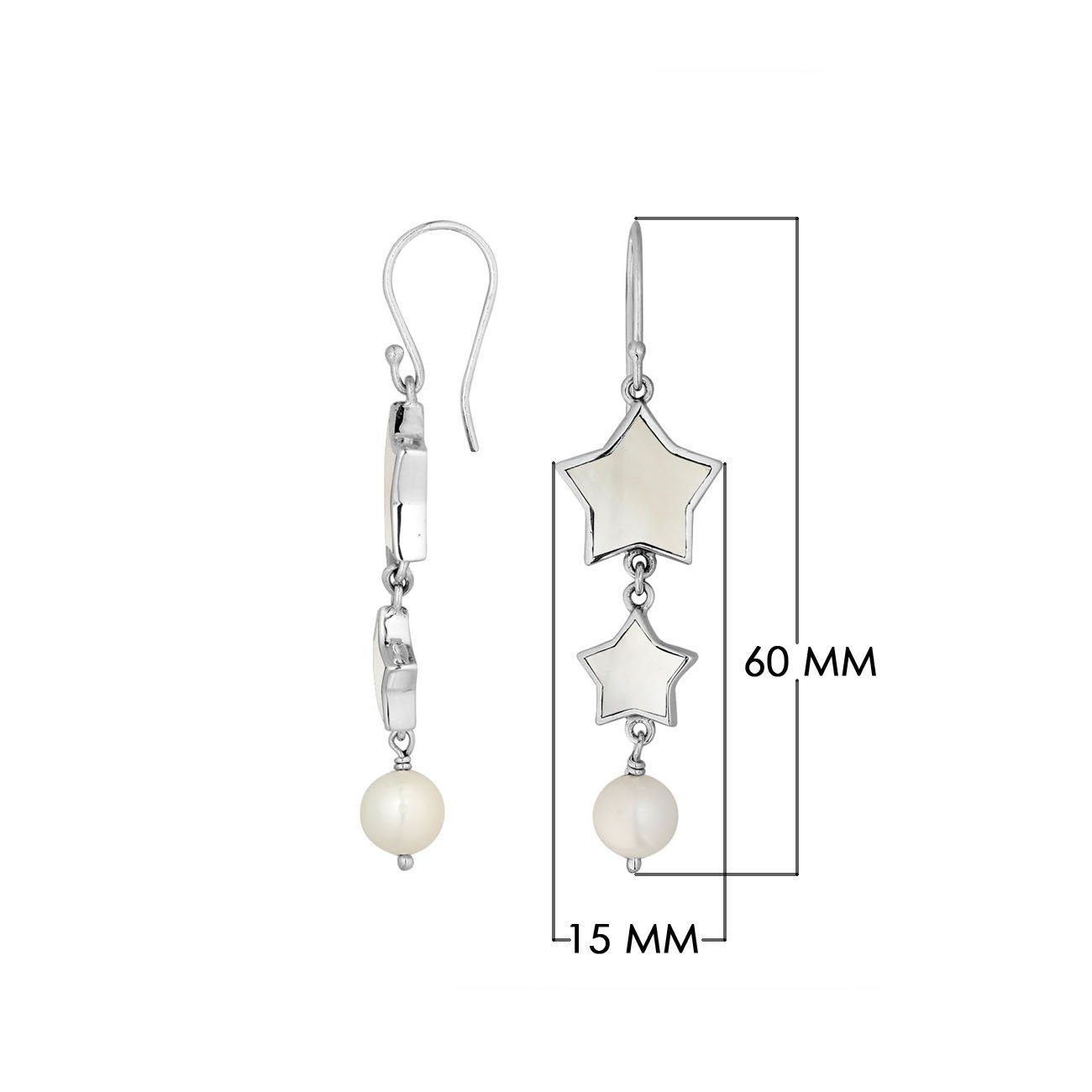 AE-1155-MOP Sterling Silver Earring With Mother Of Pearl Jewelry Bali Designs Inc 