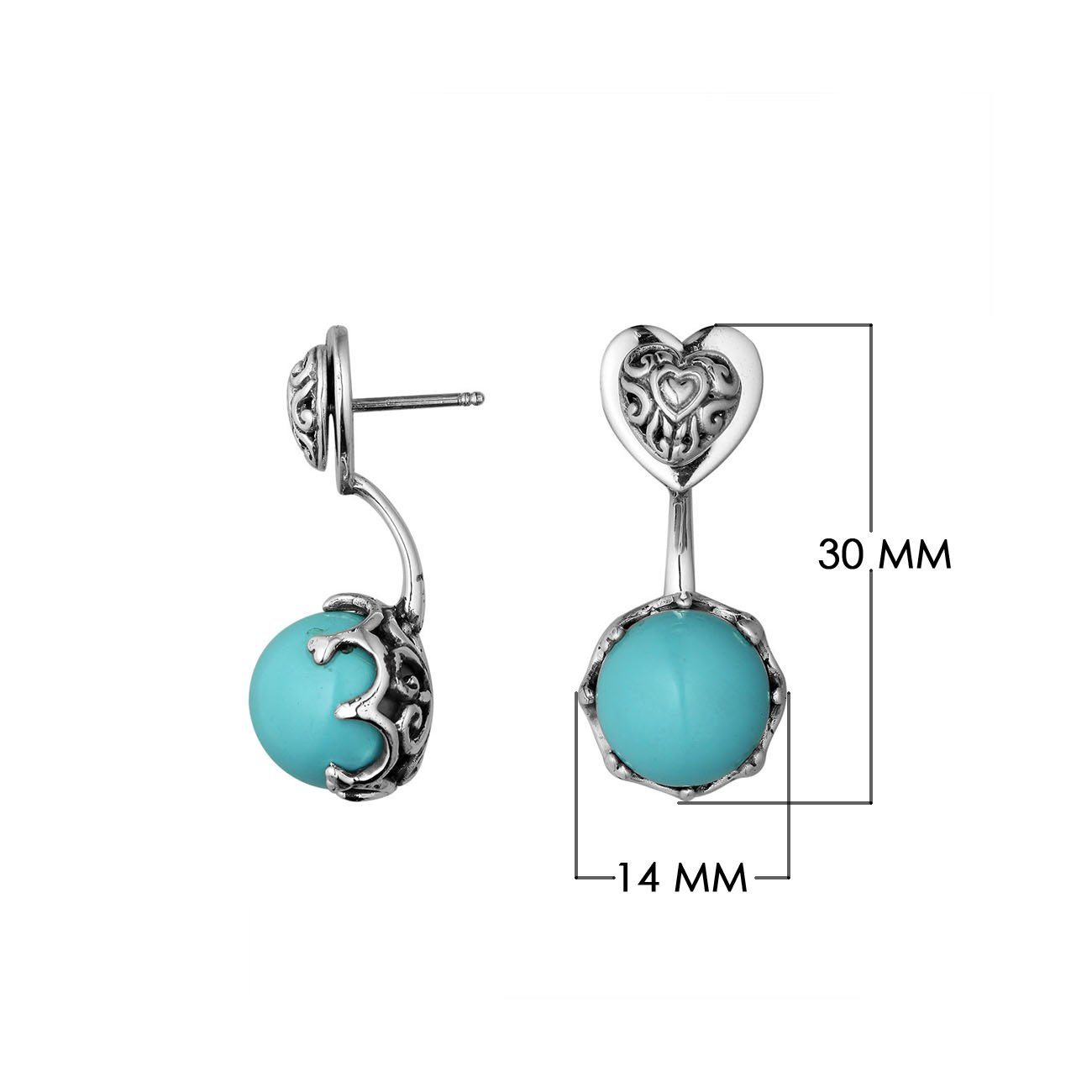 AE-1156-TQ Sterling Silver Earring With Turquoise Jewelry Bali Designs Inc 