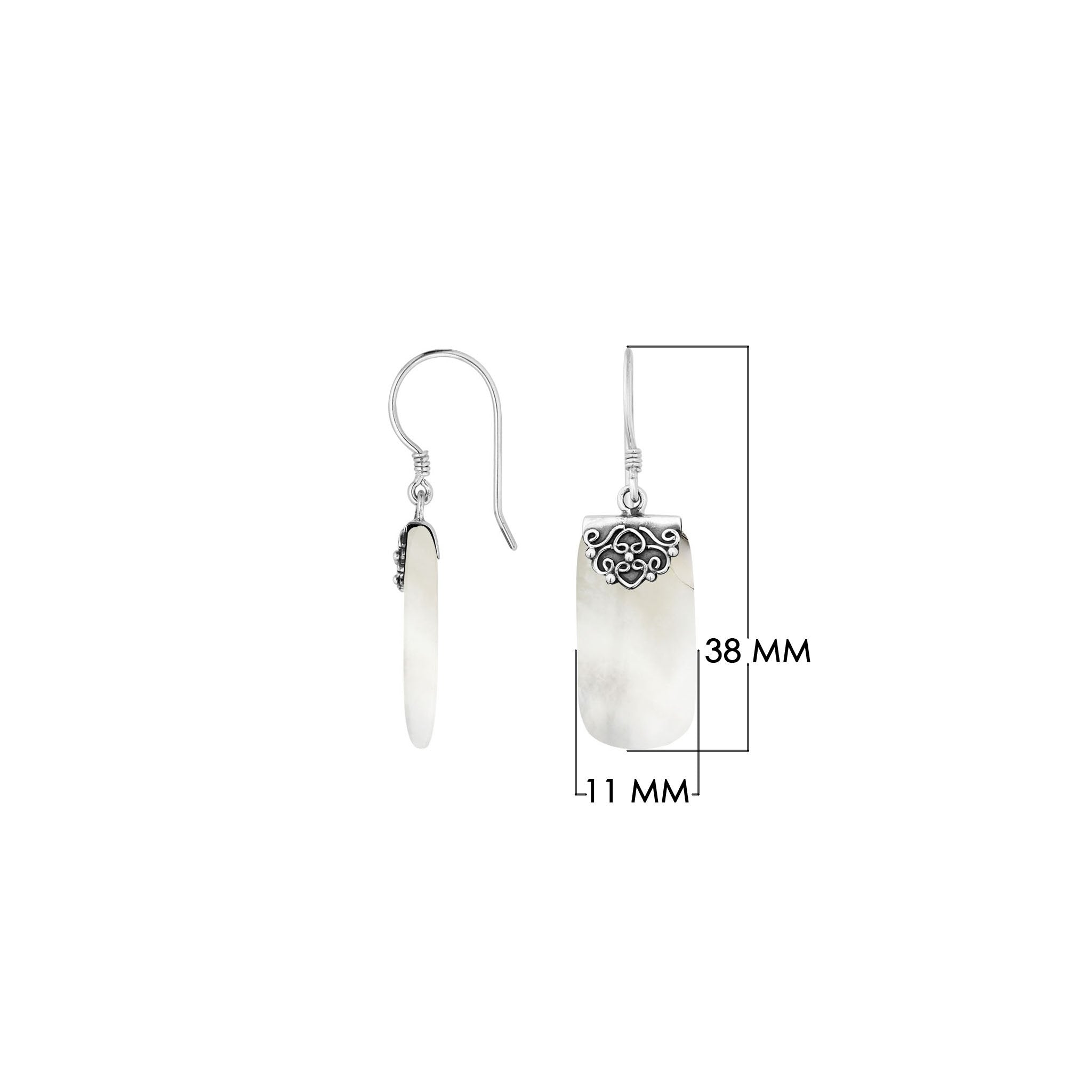 AE-1159-MOP Sterling Silver Earring With Mother Of Pearl Jewelry Bali Designs Inc 