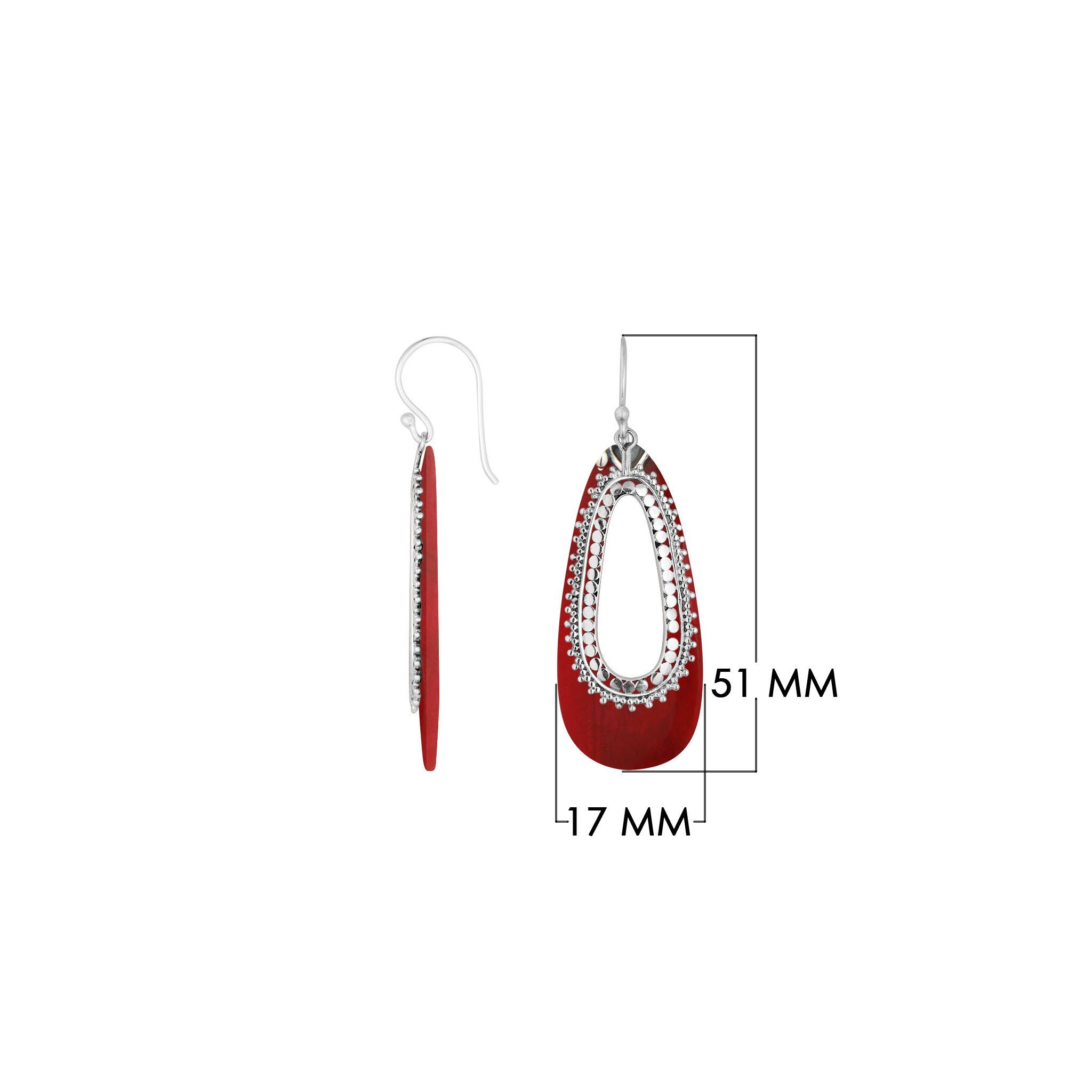 AE-1160-CR Sterling Silver Earring With Coral Jewelry Bali Designs Inc 