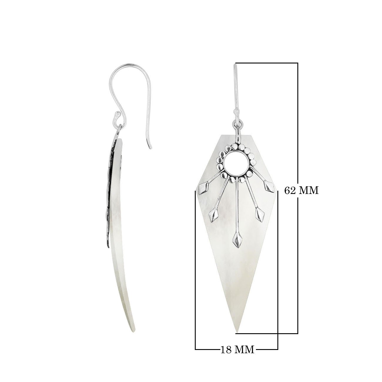 AE-1162-MOP Sterling Silver Earring With Mother Of Pearl Jewelry Bali Designs Inc 